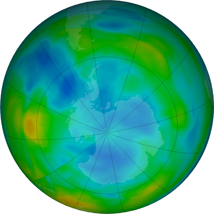 Antarctic ozone map for 25 July 2021